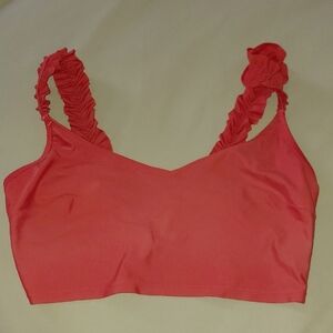 aerie Coral Ruffled Strap Bralette